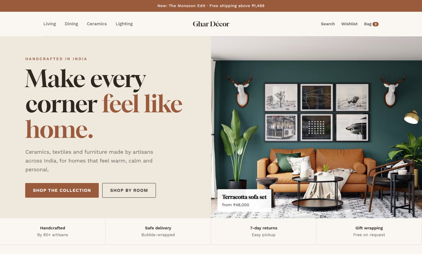 Ghar Décor sample website