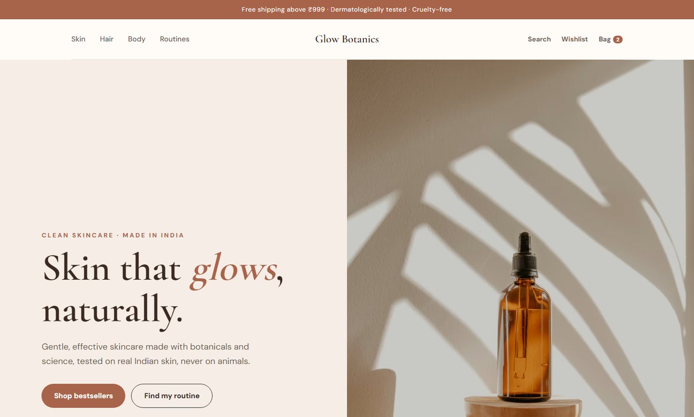 Glow Botanics sample website