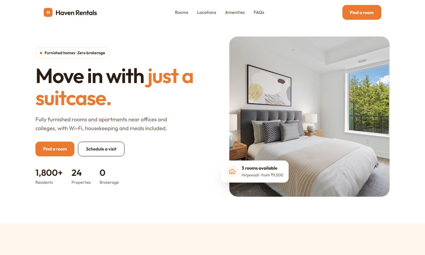 Haven Rentals sample website