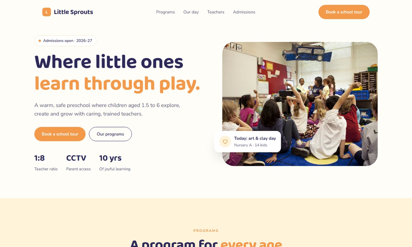 Little Sprouts sample website