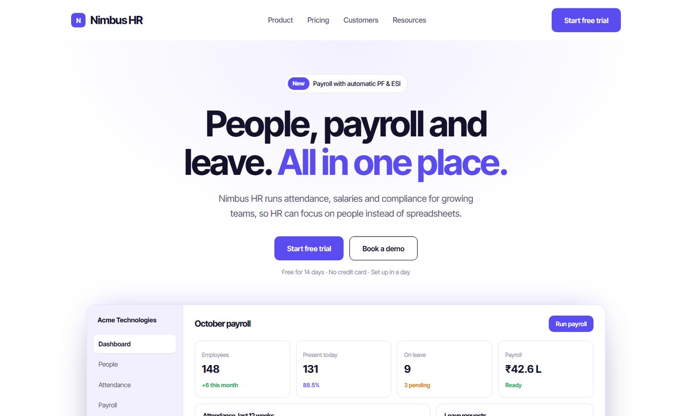 Nimbus HR sample website